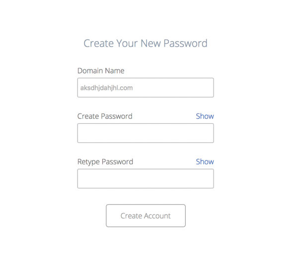 bluehost create password